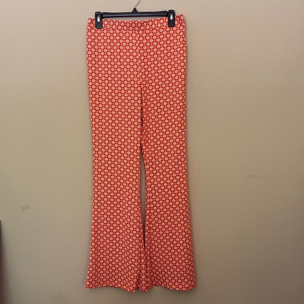 Stylish Orange Patterned Women's Pants